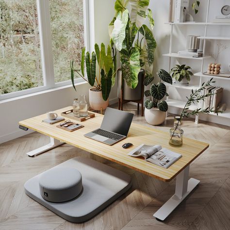 The World's Only Floor Sit to Standing Desk – Uppeal Sit To Stand Desk, Floor Desk, Innovative Office, L Shape Desk, Floor Sitting, Sit To Stand, White Desks, Adjustable Height Desk, Desk Setup