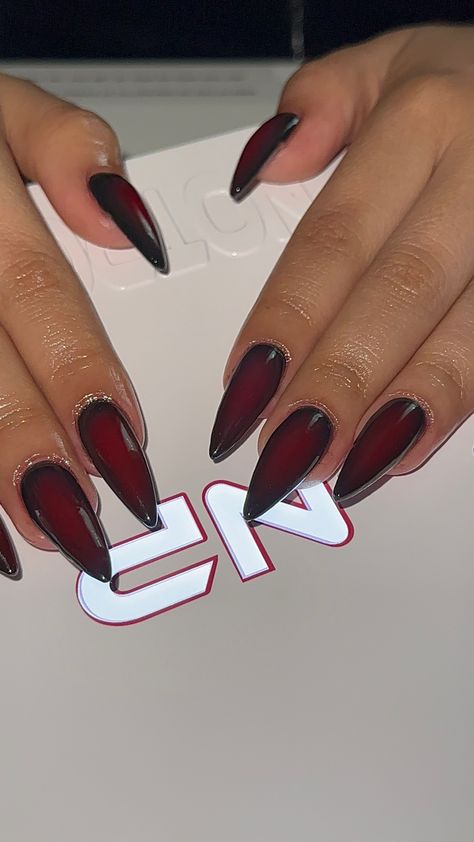 Under Nails Painted, Vampire Nails Designs, Pirate Nails, Halo Nails, Halloween Nails Ideas, Red Chrome Nails, Halloween Customs, Blood Nails, Vampire Nails