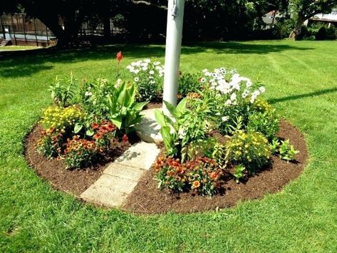 Landscape Around Flagpole Landscape Edging Ideas Concrete ... Flag Pole Flower Bed Ideas, Front Yard Flag Pole Ideas, Flag Pole Landscaping, Landscape Edging Ideas, Flagpole Landscaping Ideas, Pergola Pictures, Fire Pit Landscaping, Garden Poles, Planting Ideas