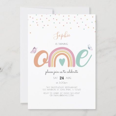 $2.95 | Butterfly Pastel Rainbow First Birthday Invitation #1st birthday, first birthday, 1st birthday party invitation, one, rainbow birthday invitations, rainbow party invitation, rainbow birthday, pastel rainbow, rainbow birthday invite, girl birthday Rainbow Butterfly Birthday, Pastel Rainbow First Birthday, Rainbow Birthday Invite, Rainbow Party Invitations, Butterfly Pastel, Butterfly 1st Birthday, Invitation 1st Birthday, Rainbow First Birthday, Rainbow Birthday Invitations