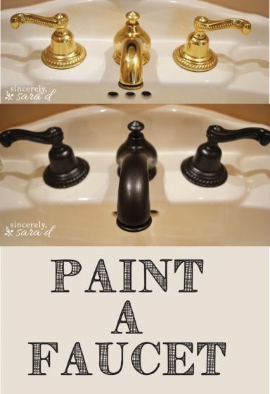 Transform brass into oil rubbed bronze! Home Upgrades, Painting Bathroom, Diy Home Improvement, Diy Bathroom, Bathroom Makeover, How To Paint, Cheap Home Decor, Bathroom Faucets, Bathroom Fixtures