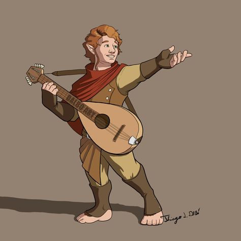 Halfling Bard, Dnd Halfling, Dungeons And Dragons Characters, Fantasy Concept Art, Character Design Male, Dnd Characters, Character Portraits, Oahu, Character Drawing