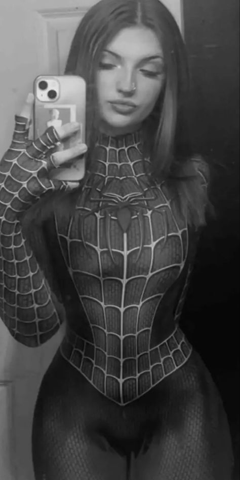 Spider man costume, Spider girl Black Spider Man Costume For Women, Spider-man Dress, Black Spiderman Costume Women, Spider Man Girl Costume, Black Spider Man Costume, Spider Man Outfits Woman, Spider Man Costume For Women, Spiderwoman Art, Spider Man Dress