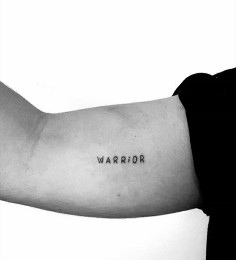 Aesthetic motivational minimalist tattoo Warrior Tattoos Word, Health Tattoo, Warrior Tattoos, Warrior Tattoo, Discreet Tattoos, Word Tattoos, Tattoo Inspo, Minimalist Tattoo, Chronic Illness