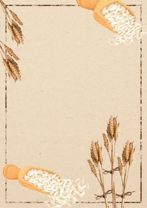 Rice Background Design, Rice Poster Design Ideas, Rice Poster Design, Nutrition Background, Rice Wallpaper, Page Boarders, Organic Background, Rice Photo, Bird Fountain