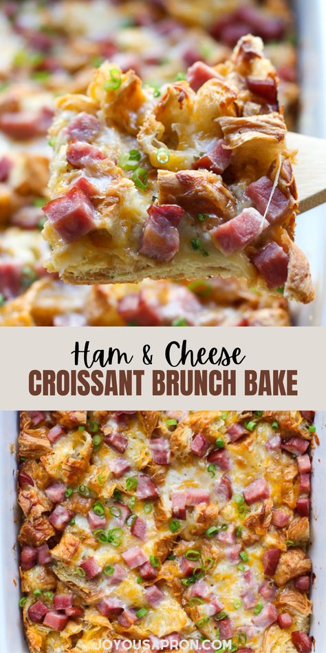 Croissant And Ham Casserole, Easter Brunch Breakfast Casserole, Easter Dishes Brunch, Easter Brunch Egg Bake, Easter Egg Bake Recipes, Fun Easter Breakfast Ideas, Easter Brunch For Two, Ham Egg And Cheese Croissant Bake, Breakfast Ideas For Easter