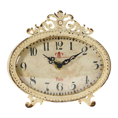 "Purchase the 6.5\" Distressed Pewter Mantel Clock at Michaels. com. Add a whimsical touch to a console table or mantelpiece in a room of any style from French country to shabby chic. Add a whimsical touch to a console table or mantelpiece in a room of any style from French country to shabby chic. Solid metal construction and intricate detailing will carry this piece through every home refresh. This classically designed mantel clock features an intricate metal construction in a distressed finish Shabby Chic Clock, French Country Decorating Living Room, Home Refresh, Roman Numeral Clock, Clock Numbers, Dining Room Sideboard, Home Clock, Unique Clocks, Mantel Clocks