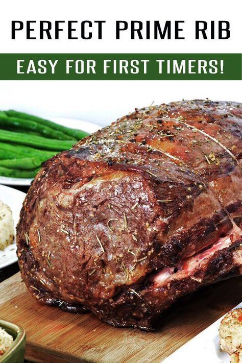 Easy Prime Rib Roast Recipe, Garlic Herb Prime Rib, Perfect Prime Rib, Prime Rib Roast Recipe, Cooking Prime Rib, Rib Roast Recipe, Standing Rib Roast, Rib Recipe, Prime Rib Recipe