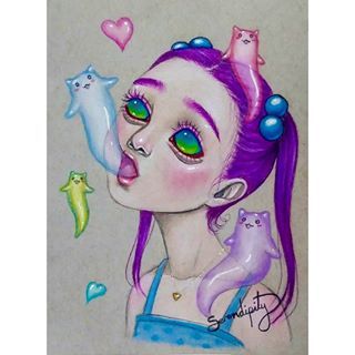 Here is an old artwork from #drawlloween titled "Catoplasm" I actually really like this concept and I might redraw it! (Original Sold)  #flashbackfriday  ______________ Also im gonna be posting a giveaway/art feature event to celebrate 10k followers on this coming Monday!! 💖  Thank you again everybody~  _____________ #art #drawing #coloredpencil #instaart #cuteart #kawaii #weirdart #popsurrealism #instagood #serendipityartcrusaders #serendipitytheartist #serendipity Therapist Drawing, Serendipity Art, Old Artwork, Pastel Goth Art, Boho Art Drawings, It Original, Cartoon Girl Drawing, Grunge Art, Little Cat