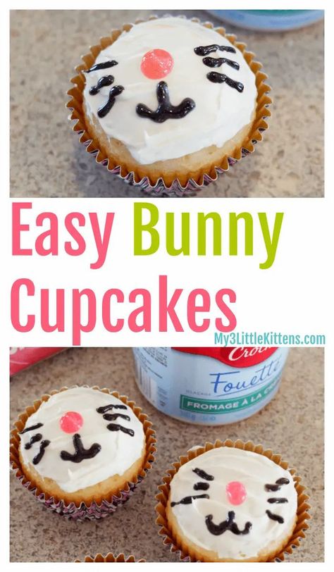 These Easy Bunny Cupcakes are perfect for Easter or a birthday. They also make the perfect cute idea for kids! Easter Cupcakes Easy, Cupcakes Easy, Easter Bunny Cupcakes, Easter Cupcake, Easy Easter Desserts, Easter Snacks, Bunny Cupcakes, Easter Bunny Cake, Perfect Cute