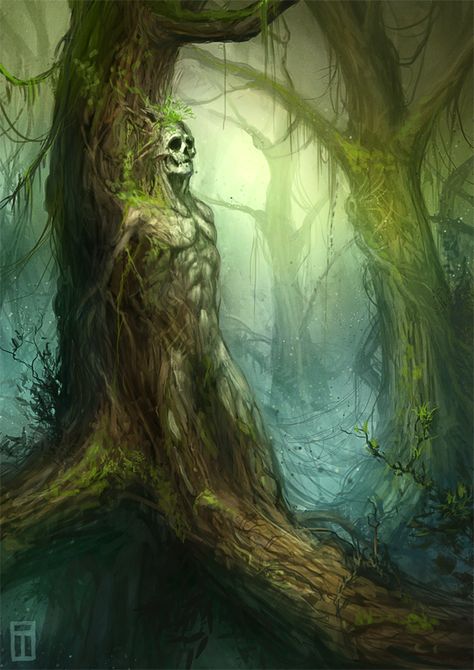 http://typhonart.deviantart.com/art/Living-Dead-413805800 Living Tree Art, Tree Person Art, Wood Monster, Skeleton Tree, Swamp Monster, Tree Monster, Wood Elves, Train Drawing, Bird On A Wire