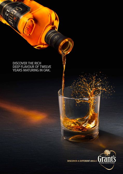 GRANT'S 12: DISCOVER A MORE COMPLEX WHISKY by Luke White, via Behance Wine Commercial, Grant Whisky, Drink Ads, Wine Bottle Photography, Beer Advertising, 광고 디자인, Wine Poster, Alcohol Bottles, Food Poster Design