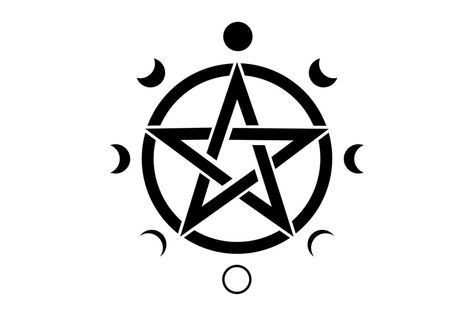 Pentacle Tattoo, Wicca Pentacle, Wiccan Goddess, Pentagram Tattoo, Goddess Symbol, Hipster Tattoo, Moon Phases Tattoo, Moon Pentacle, Goddess Symbols