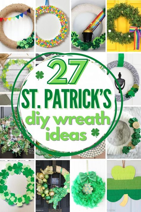 27 BEST DIY St. Patrick’s Day wreath ideas! Traditional shamrocks, colorful rainbows & more. Plus 10 options to buy instead of DIY! Diy St Patricks Day Wreath, Diy Door Decor, Wreaths St Patricks, Rainbow Wreath, St. Patrick's Day Crafts, St Patricks Day Crafts For Kids, St Patrick's Day Decorations, St Patrick's Day Crafts, Irish Traditions