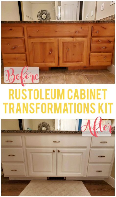 Refurbished Cabinets Diy, Cabinet Transformations Rustoleum, Rustoleum Kitchen Cabinets, Rust Oleum Cabinet Transformations, Rustoleum Cabinet Transformation Colors, Rustoleum Countertop Paint, Rustoleum Countertop, Rustoleum Cabinet Transformation, Rustoleum Cabinet