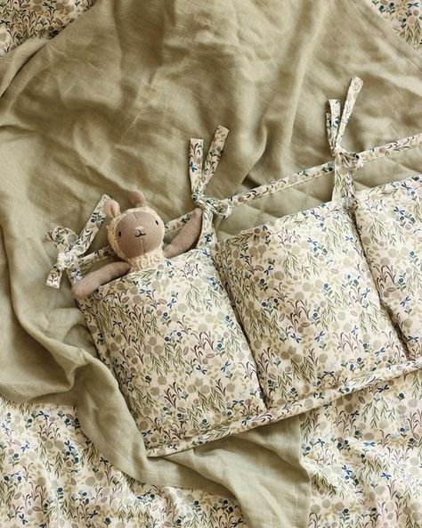 Cot Organiser, Bed Pockets, Nursery Organisation, Bed Pocket, Eco Baby, Tie Quilt, Baby Cot, Natural Textiles, Baby Gift Basket