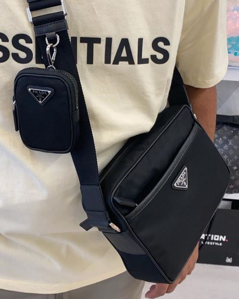 Men With Bags Fashion, Prada Crossbody Bag Men, Men Designer Bag, Designer Bags Men, Prada Bag Men, Men’s Bags, Men Bags Fashion, Mens Designer Bag, Crossbody Bag Outfit