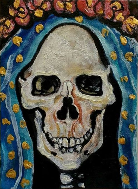 Mexican Art Painting, Santa Muerte Prayer, Mexican Day Of The Dead, Mexican Culture Art, Witch Diy, Dope Art, Sketch Painting, Diy Canvas Art Painting, Traditional Paintings