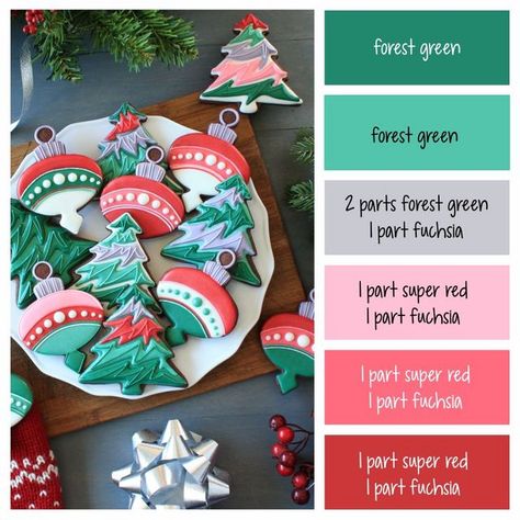 Sugar Cookie Decorating Icing, Frosting Color Guide, Tree Color Palette, Cookie Decorating Icing, Holiday Sugar Cookies, Frosting Colors, Coloured Icing, Halloween Cookies Decorated, Sugar Cookie Mix