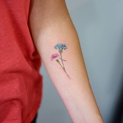 27 Beautiful Carnation Tattoo Ideas and Their Symbolism Carnation Tattoos, Carnation Flower Tattoo, Carnation Tattoo, V Tattoo, Flower Tattoo Back, Tattoo Aesthetic, Skeleton Hand Tattoo, Birth Flower Tattoos, Flower Tattoo Sleeve