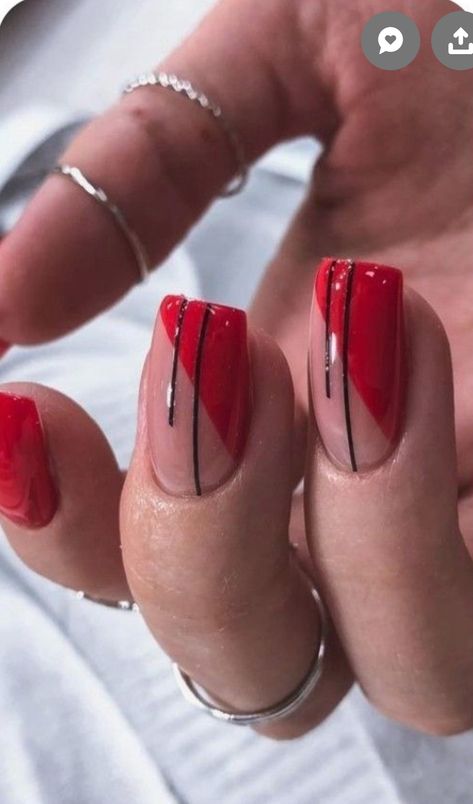 Dance Nails, Red Ombre, Square, Nails, Red, Silver, Design