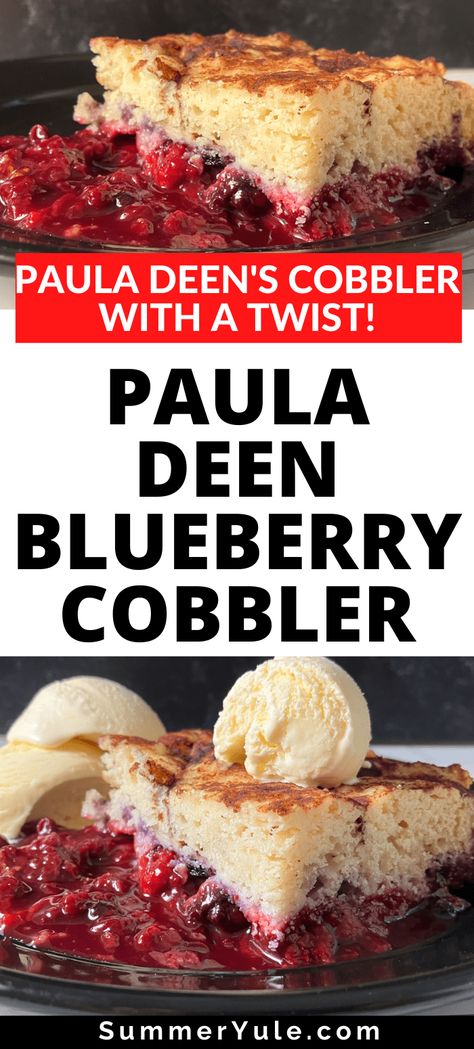 Learn to make the original Paula Deen Blueberry Cobbler! Paula Dean Blackberry Cobbler, Paula Deen Cobbler Recipe, Slow Cooker Cobbler, Yule Recipes, Berry Cobbler Recipe, Easy Blueberry Cobbler, Berry Cobbler Recipes, Cherry Cobbler Recipe, Blueberry Cobbler Recipes