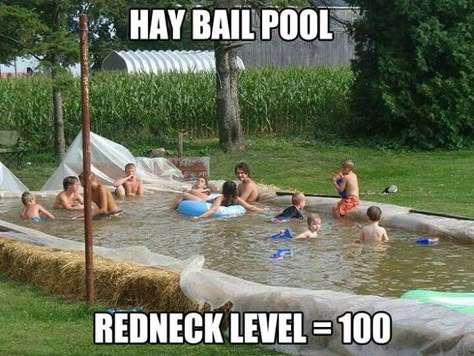 Old Greenhouse, Crazy Pool, Pool Playground, Inflatable Raft, Slip N Slide, Country Jokes, Straw Bales, Things To Do When Bored, Country Humor