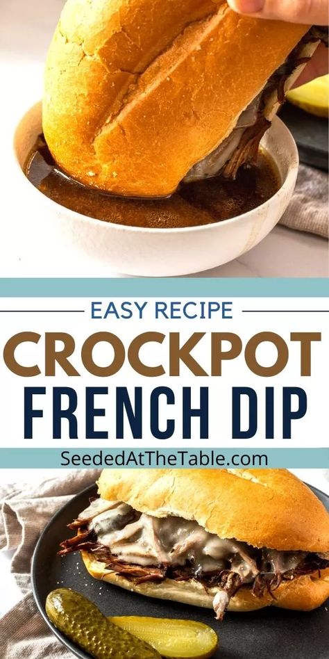 French Dips, Crockpot French Onion Soup, French Dip Recipes, French Dip Crock Pot, Slower Cooker, Toasted Sandwich, Dip Sandwiches, Crock Pot Dips, Crock Pot Recipe