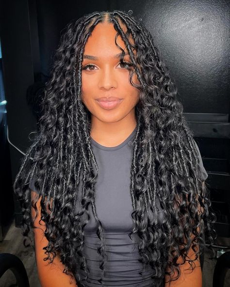 Waterfall Locs, Boho Soft Locs, Simone Hicks, Locs With Curls, Thick Hair Problems, Soft Locks, Cornrow Designs, Hairstyles Theme, Curly Fro