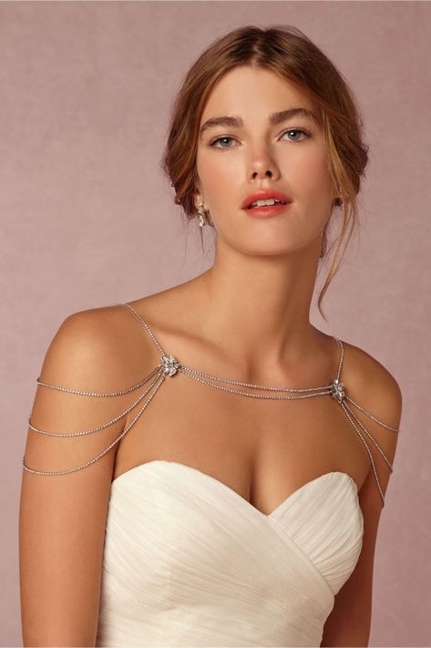 Shoulder Jewelry, Shoulder Necklace, Anthropologie Wedding, Bridal Fashion Jewelry, Wedding Accessories Jewelry, Back Jewelry, Shoulder Chain, Body Chain Jewelry, Bride Jewellery