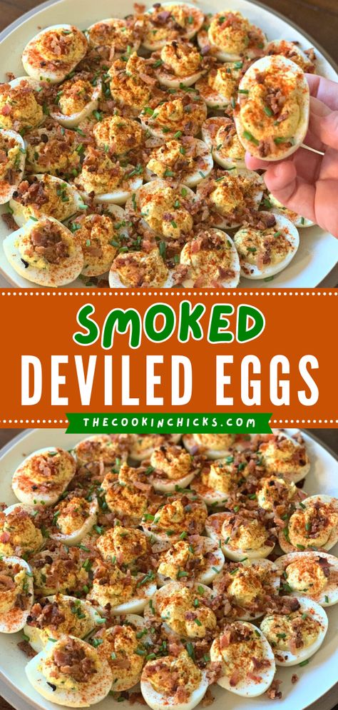 Smoked Deviled Eggs Recipe, Smoked Eggs, Smoked Deviled Eggs, Devilled Eggs Recipe Best, Traeger Recipes, Pellet Grill Recipes, Smoked Meat Recipes, Smoked Cooking, Deviled Eggs Recipe