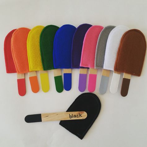 Felt Popsicle, Aktiviti Kanak-kanak, Baby Learning Activities, Felt Book, Aktivitas Montessori, Toddler Learning Activities, Toddler Fun, Preschool Learning Activities, Baby Learning