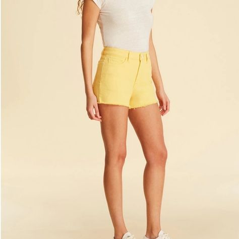 Warp & Weft Bright Yellow High Rise Yellow Shorts, Nwt Very Cute And Great Bright Yellow Color. Yellow Shorts Outfit, Shorts Outfit, Yellow Shorts, Bright Yellow, Gold Yellow, Yellow Color, Short Outfits, Jean Shorts, High Rise