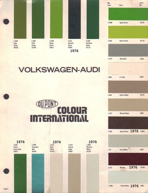 Paint Chips 1976 Volkswagen Beetle Kombi Interior, Ford Fox, Beetle Vw, Car Paint Colors, Paint Charts, Microcar, Embroidered Kimono, Mclaren Mercedes, Color Reference