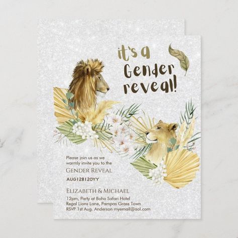 Safari Gender Reveal, Storybook Invitation, Unique Bridal Shower Invites, Baby Gender Reveal Party Decorations, Safari Invitations, Jungle Baby Shower Theme, Gender Reveal Party Decorations, Gender Reveal Decorations, Baby Gender Reveal Party