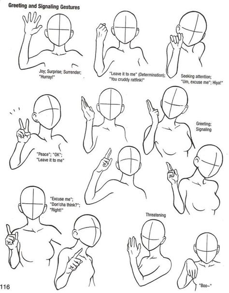 Greeting and signaling gestures, peace sign, waving, etc.; Drawing Reference Manga Tutorial, Drawing Hands, Hand Gestures, Hand Reference, Foto Tips, 캐릭터 드로잉, Gesture Drawing, Poses References, Anime Drawings Tutorials