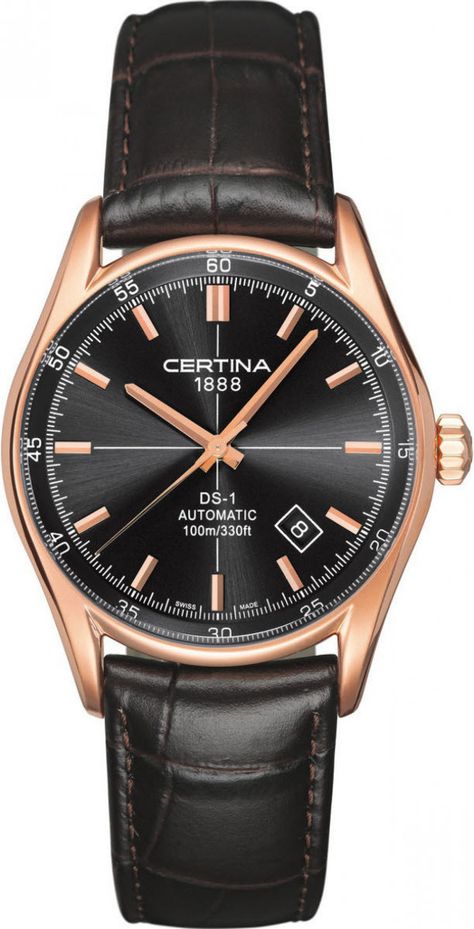 Certina Watch DS-1 Index Automatic Certina Watches, Watch Packaging, Rose Gold Watches, Gold Case, Luxury Watches For Men, Women Perfume, Black Watch, Cool Watches, Watch Design