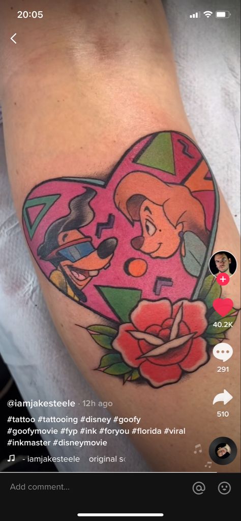 A Goofy Movie Tattoo, Goofy Movie Tattoo, Tattoos 2022, A Goofy Movie, Movie Tattoo, Tattoo Board, Spooky Tattoos, Goofy Movie, Ink Master