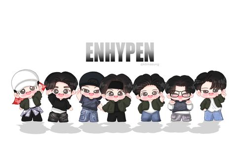 Enhypen Chibi, Enhypen Christmas, Christmas Fanart, Enhypen Fanart, Kpop Art, Uñas Acrilicas, Pop Design, Kpop Fanart, New Wall