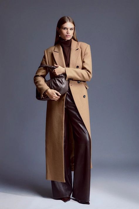 Womens Coats & Jackets | Karen Millen Camel Outfit, Camel Coat Outfit, Boots 2023, Curated Closet, Classy Fits, Dream Fashion, Masculine Style, Fitted Coat, Womens Coats