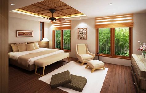 Master bedroom idea - relaxing From Finding Tago Tropical Interior Design Bedroom, Modern Tropical Bedroom, Philippines House Design, Tropical Interior Design, Balinese Decor, Modern Tropical House, Tropical Bedrooms, Bedroom Idea, Master Bedrooms