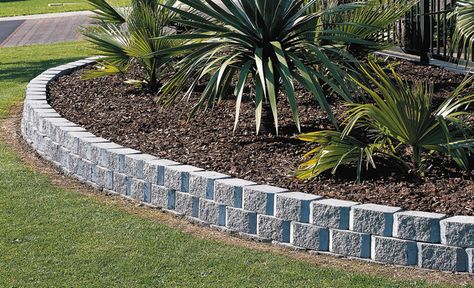 rock border Cement Borders Garden Edging, Concrete Garden Edging, Landscape Border, Stone Edging, Rock Border, Outdoor Herb Garden, Cinder Block Garden, Landscape Borders, Patio Pavers