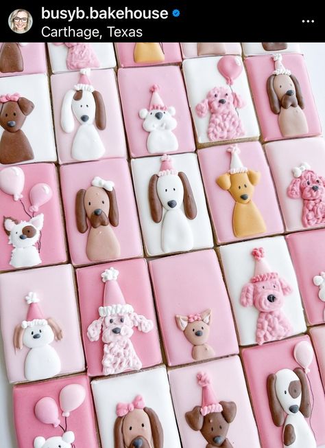 Dog Cookies Royal Icing, Dog Sugar Cookies Decorated, Roll Out Cookie Recipe, Dog Cookies Decorated, Dog Sugar Cookies, Flooded Cookies, Puppy Pawty, Cookie Recipes Decorating, No Bake Sugar Cookies