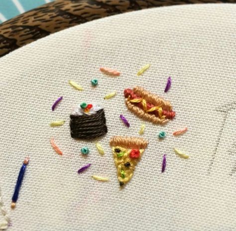 Tiny food embroidery by @baobaphandmade Food Embroidery, Miniature Embroidery, Diy Broderie, Tiny Food, Cute Embroidery, 자수 디자인, Sewing Embroidery Designs, Hand Embroidery Stitches, Embroidery Hoop Art