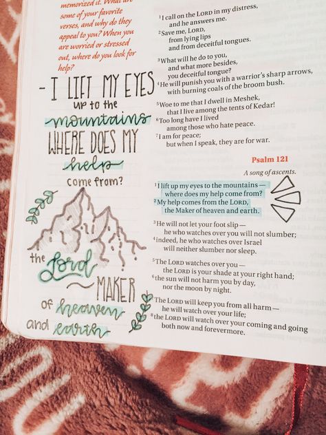 Psalm Journaling Ideas, Psalms Journaling Ideas, Bible Decorations Ideas, Psalms Bible Journaling, Cute Bible Journaling Ideas, Bible Journaling Psalms, Bible Journaling Inspiration, Doodle Bible, Bible Goals