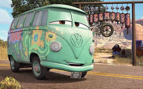 Cars Movie Characters, Vintage Volkswagen Bus, T3 Bus, Camper Art, Cars Characters, Vintage Volkswagen, Van Car, Hippie Van, Volkswagen Car