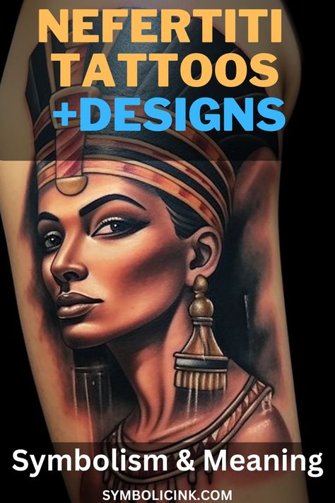 Nefertiti Tattoo Meaning Nefertiti Tattoo Meaning, Queen Nefertiti Tattoo Design, Nephertiti Tattoo, Egyptian Queen Tattoo Goddesses, Nefertiti Tattoo Design Egyptian Goddess, Nefertiti Meaning, Egyptian Women Tattoo, Egyptian Tattoo Sleeve Women, Nefrititi Tattoo