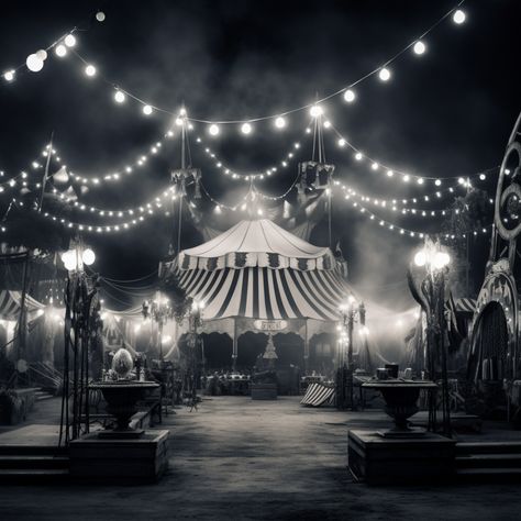 Black And White Circus Tent, Halloween Carnival Aesthetic, Hollow Hellion, Creepy Circus Aesthetic, Night Circus Aesthetic, The Night Circus Aesthetic, Dark Circus Aesthetic, Gothic Carnival, Circus Horror