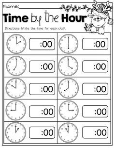 Kindergarten Telling Time, Elapsed Time Worksheets, Clock Worksheets, Number Worksheets Kindergarten, Kindergarten Math Free, Kindergarten Math Worksheets Free, Telling Time Worksheets, Time To The Hour, Matching Worksheets