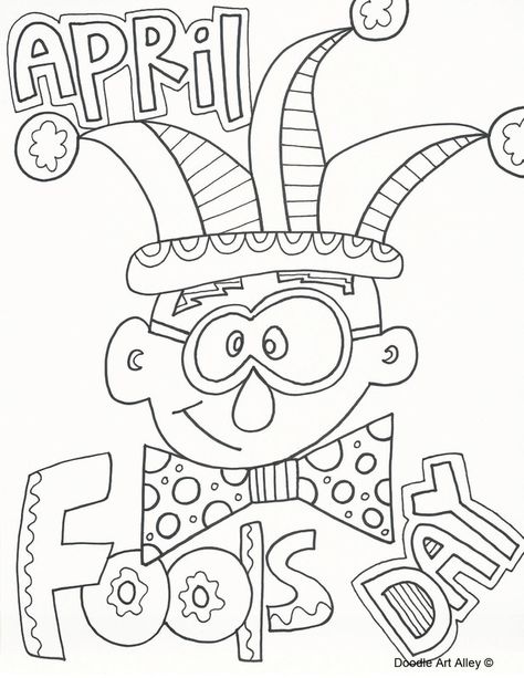 April Fools Day Coloring Pages - Doodle Art Alley April Coloring Pages, April Fools Day Jokes, April Activities, Cat Template, Shark Coloring Pages, Color Sheets, Preschool Coloring Pages, Spring Coloring Pages, Fools Day